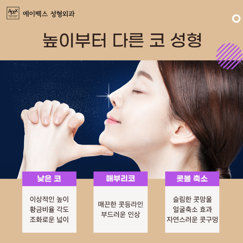 에이펙스성형외과, 낮은코 & 긴코 & 휜코 & 매부리코, 코성형은 에이펙스!